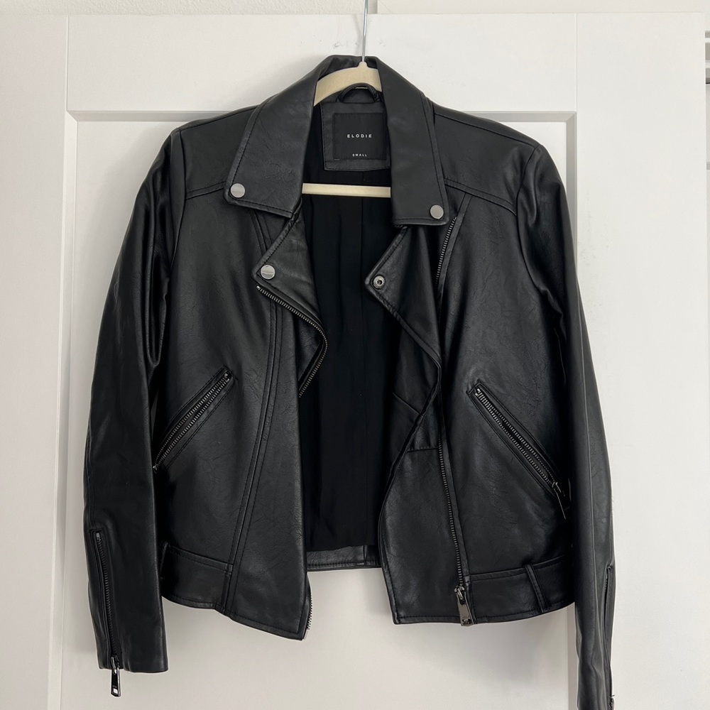 Elodie black leather jacket, stylish, size small